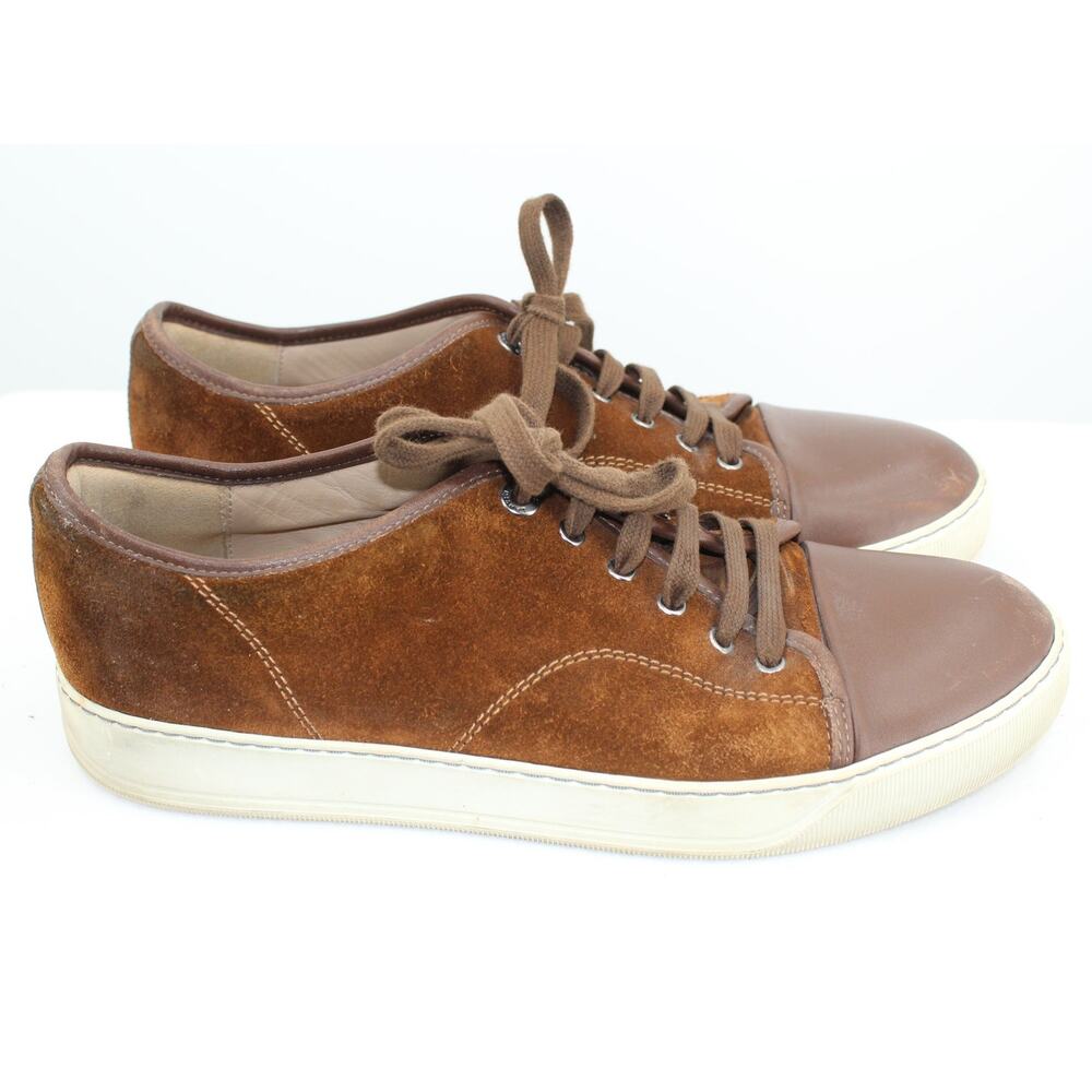 Lanvin DBB1 Sneakers Mens Size 10 Brown Suede Leather Cap Toe